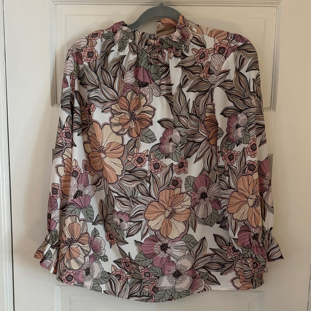 Chic Floral Women's Blouse in Pink and Orange